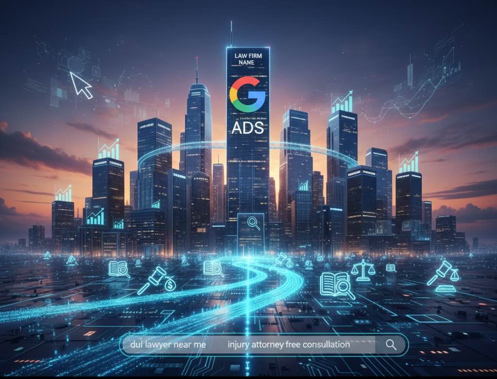 A graphic representing Google Ads for lawyers