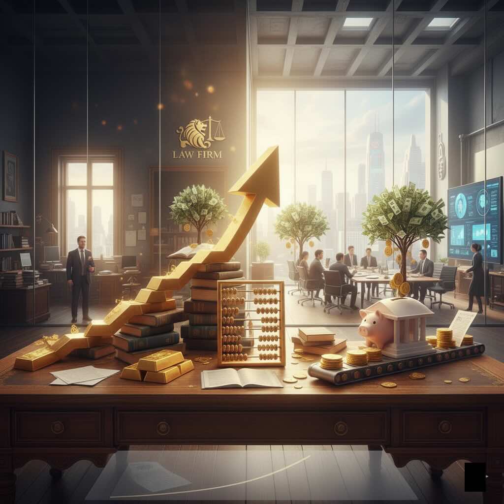 A graphic representing a lawyer growing their practice profitably.